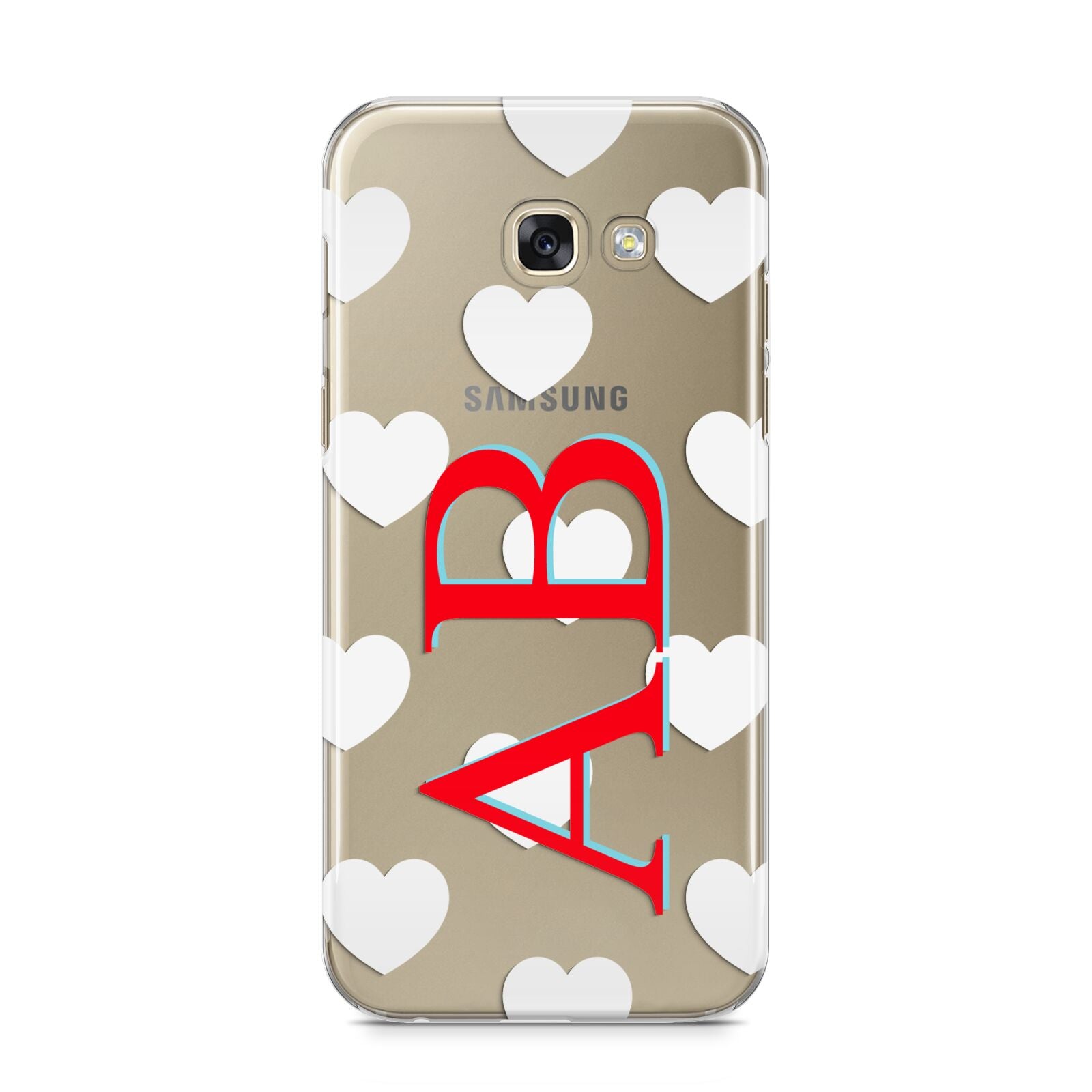 Heart Print Initials Samsung Galaxy A5 2017 Case on gold phone