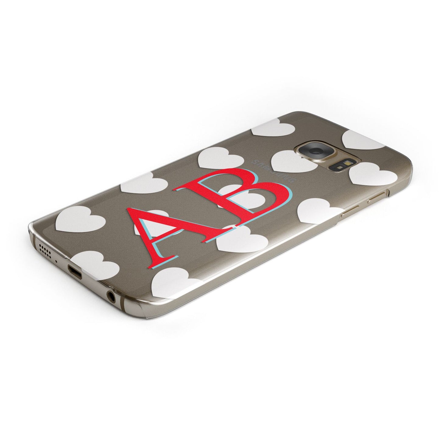 Heart Print Initials Samsung Galaxy Case Bottom Cutout