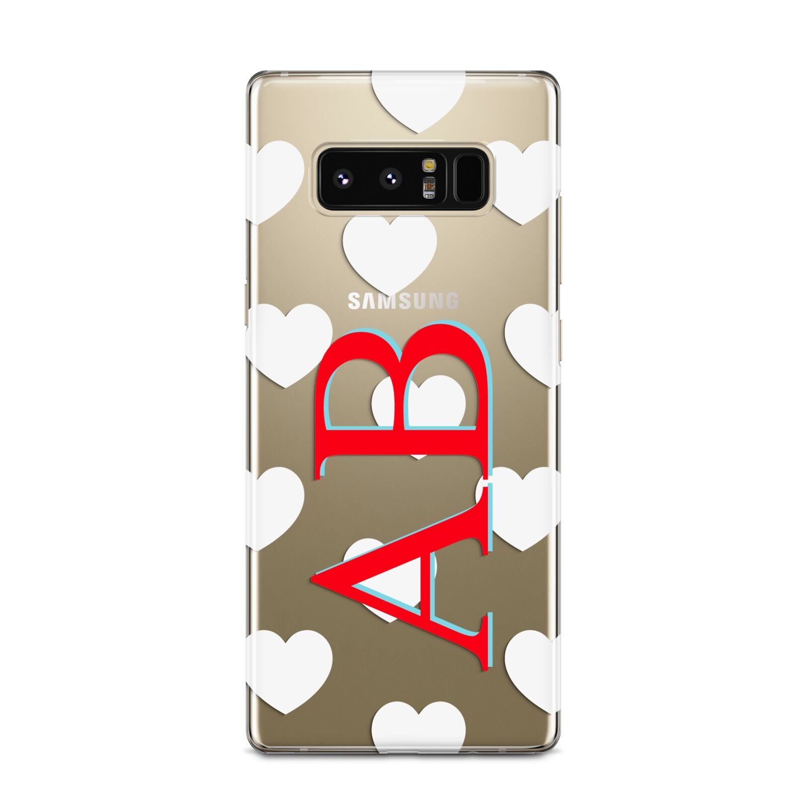 Heart Print Initials Samsung Galaxy Note 8 Case