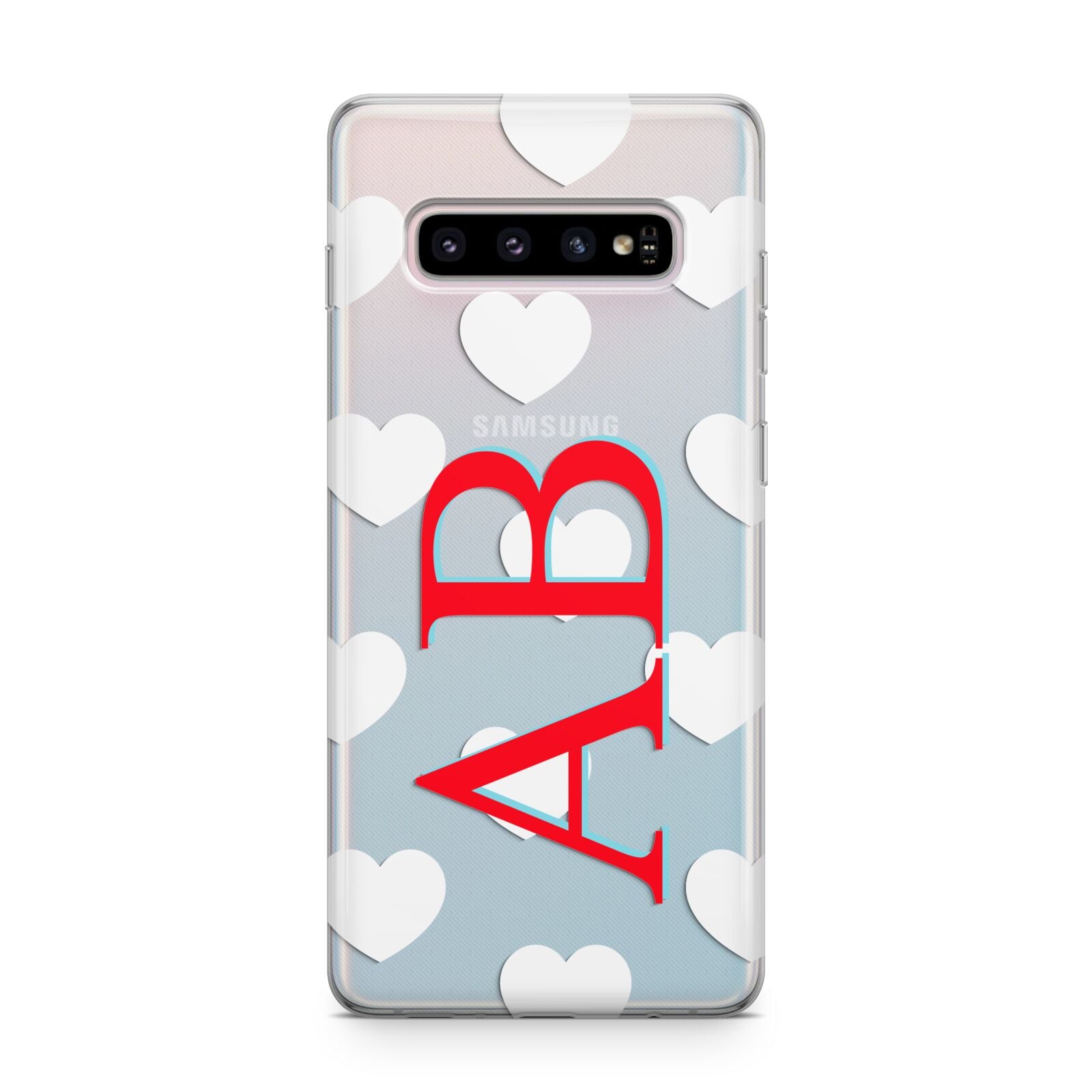 Heart Print Initials Samsung Galaxy S10 Plus Case