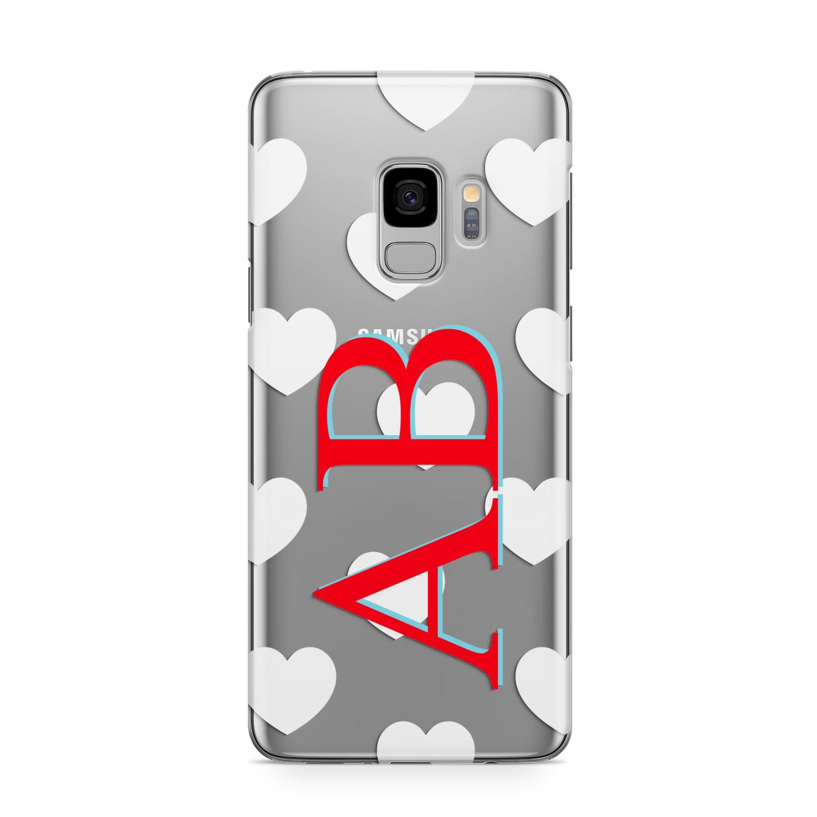 Heart Print Initials Samsung Galaxy S9 Case