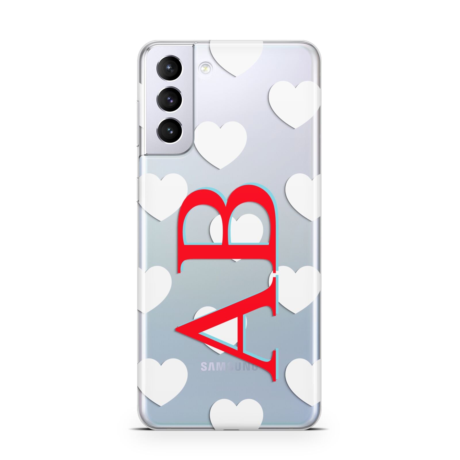 Heart Print Initials Samsung S21 Plus Case