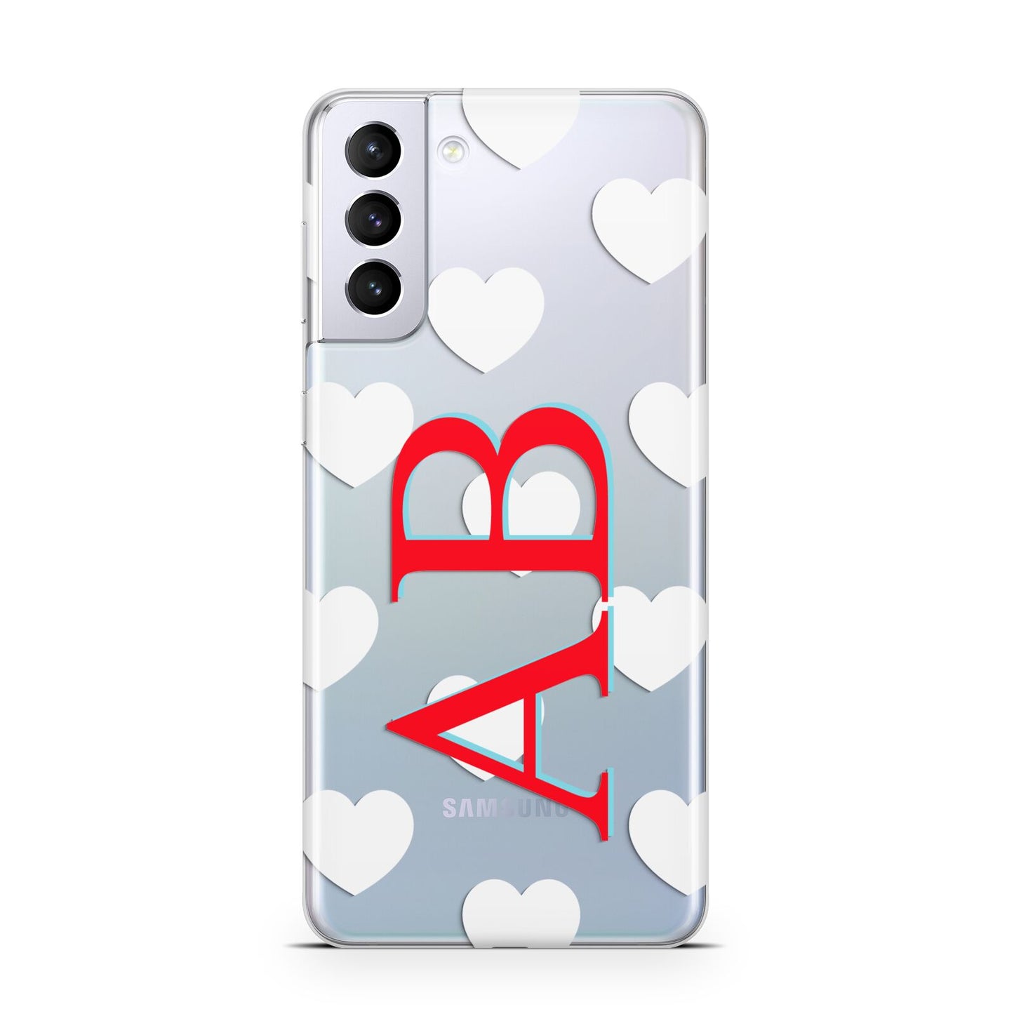 Heart Print Initials Samsung S21 Plus Phone Case