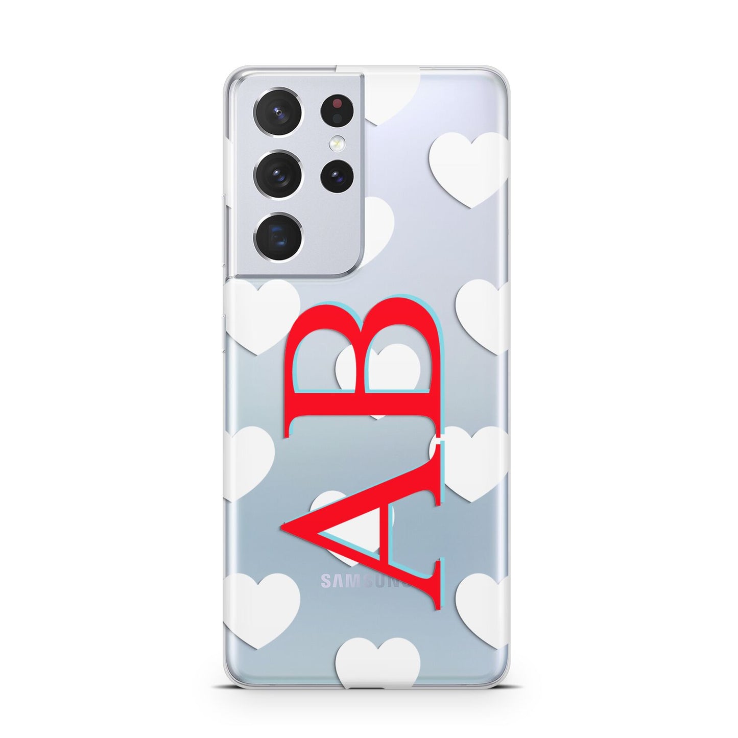 Heart Print Initials Samsung S21 Ultra Case