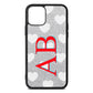 Heart Print Initials Silver Pebble Leather iPhone 11 Case