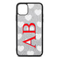 Heart Print Initials Silver Pebble Leather iPhone 11 Pro Max Case