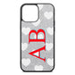 Heart Print Initials Silver Pebble Leather iPhone 13 Pro Max Case
