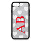 Heart Print Initials Silver Pebble Leather iPhone 8 Case