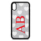 Heart Print Initials Silver Pebble Leather iPhone Xr Case