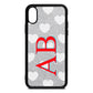 Heart Print Initials Silver Pebble Leather iPhone Xs Case