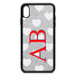 Heart Print Initials Silver Pebble Leather iPhone Xs Max Case