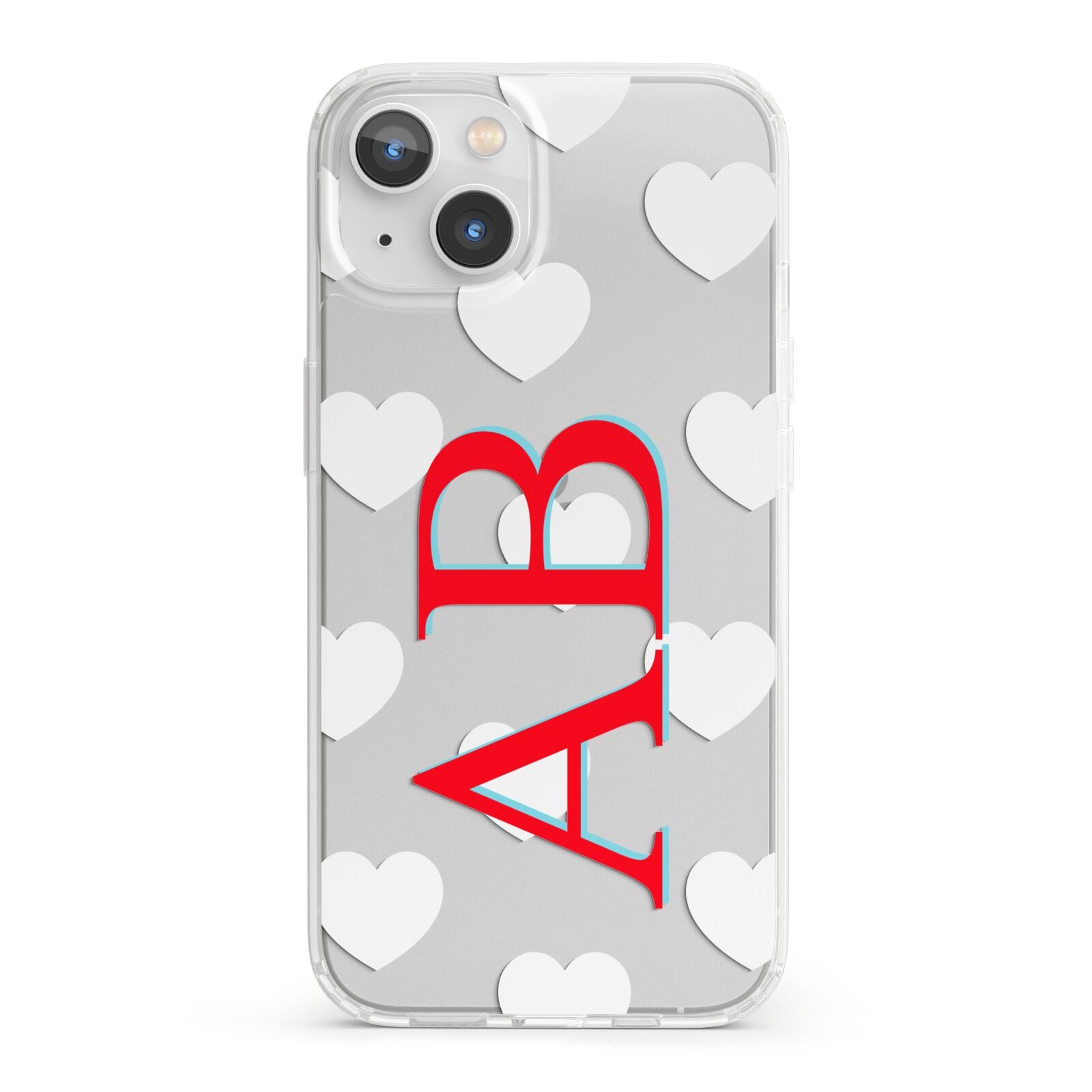 Heart Print Initials iPhone 13 Clear Bumper Case