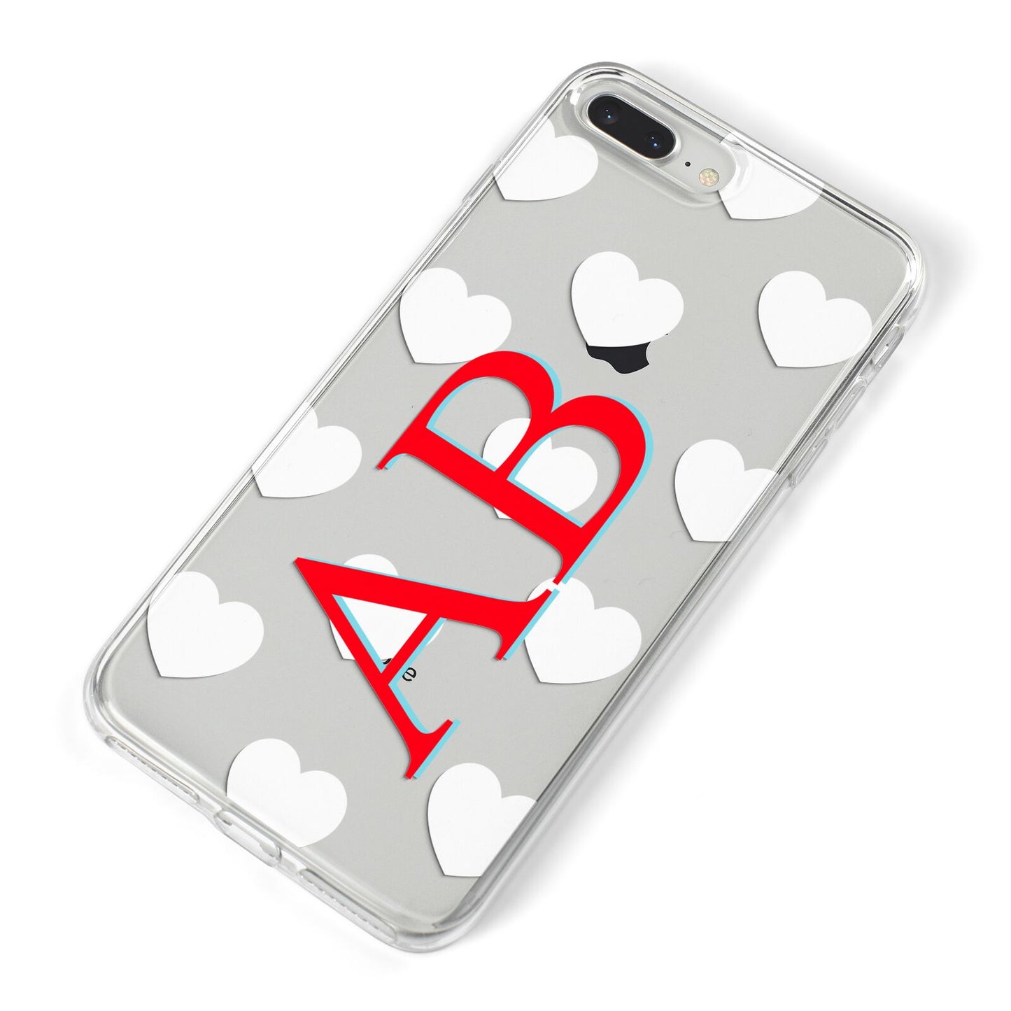 Heart Print Initials iPhone 8 Plus Bumper Case on Silver iPhone Alternative Image