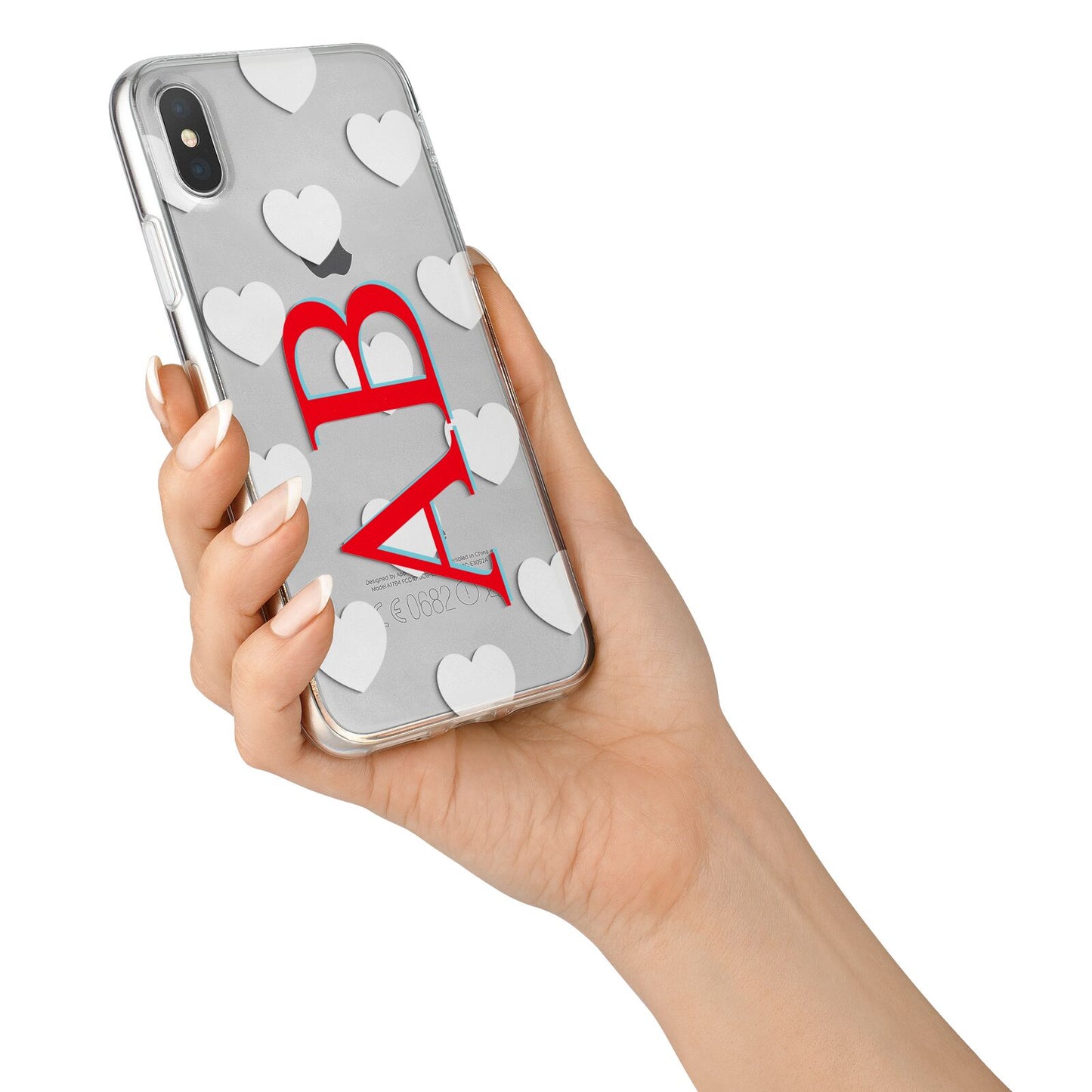 Heart Print Initials iPhone X Bumper Case on Silver iPhone Alternative Image 2