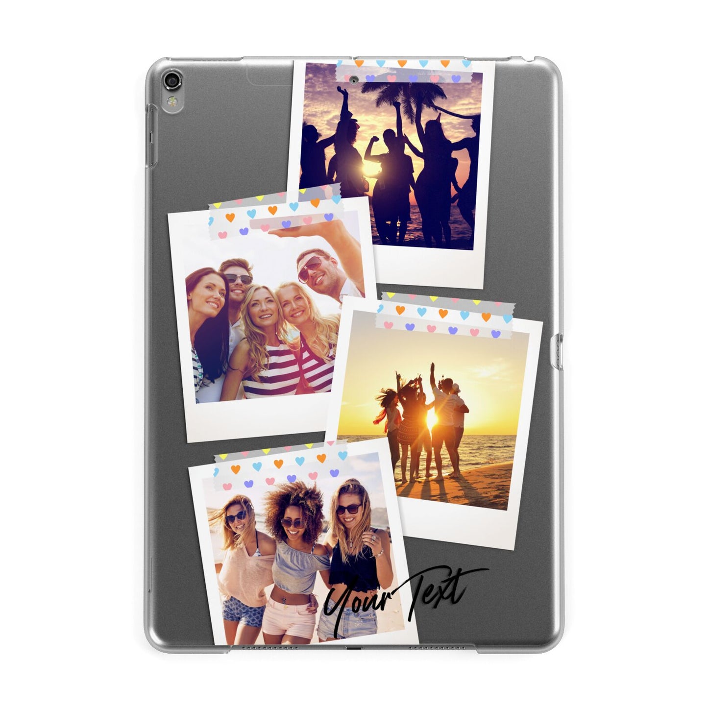 Heart Tape Photo with Text Apple iPad Grey Case