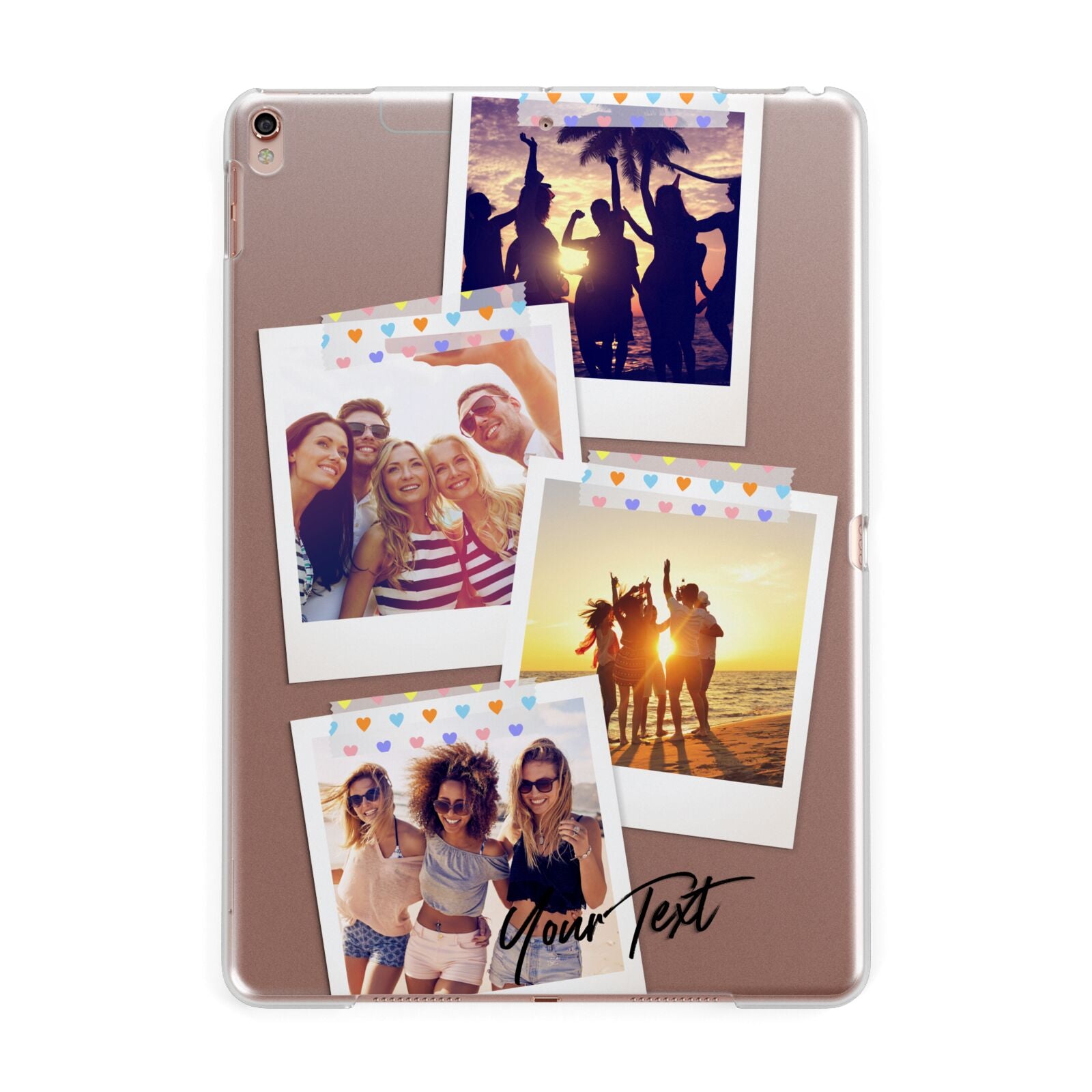 Heart Tape Photo with Text Apple iPad Rose Gold Case