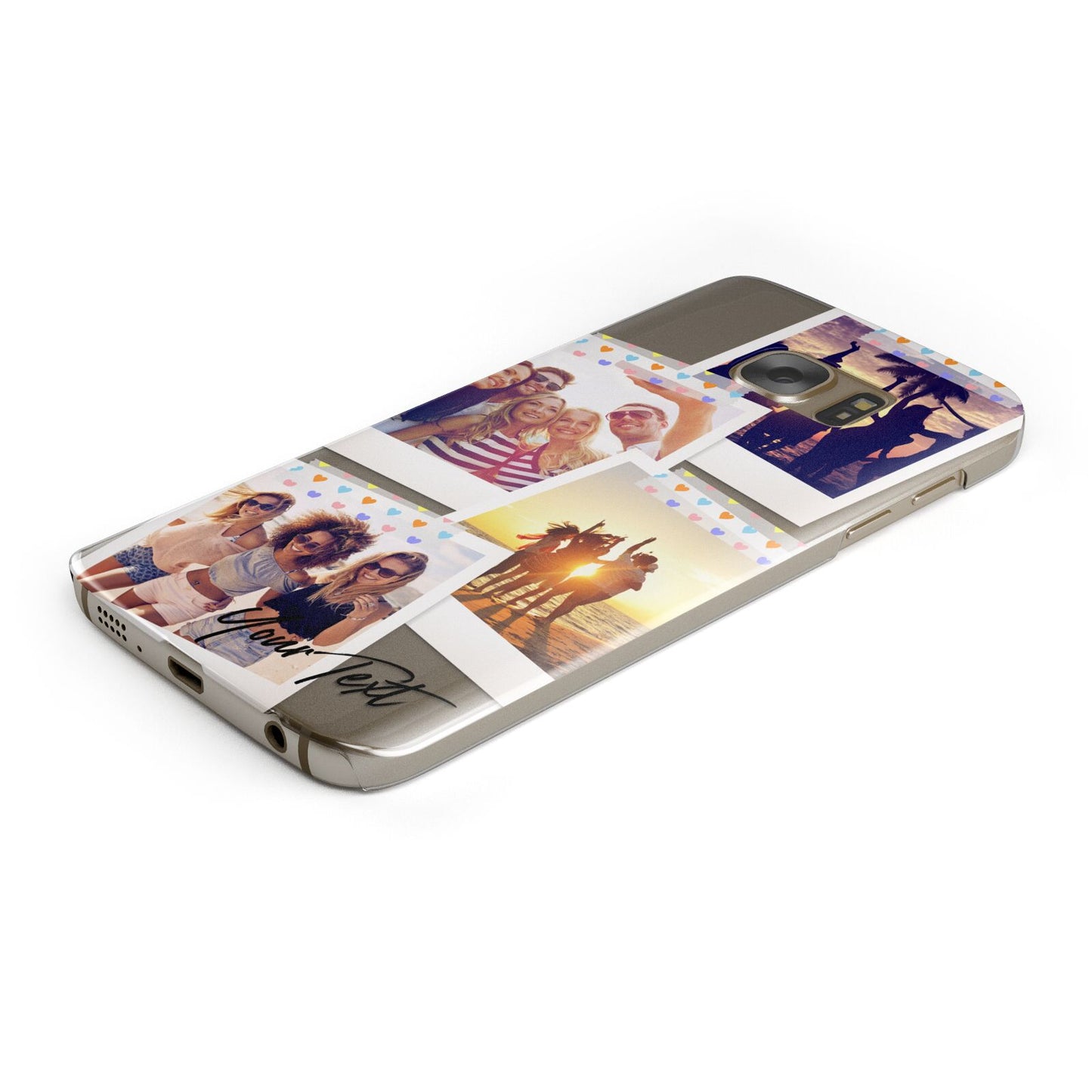 Heart Tape Photo with Text Protective Samsung Galaxy Case Angled Image