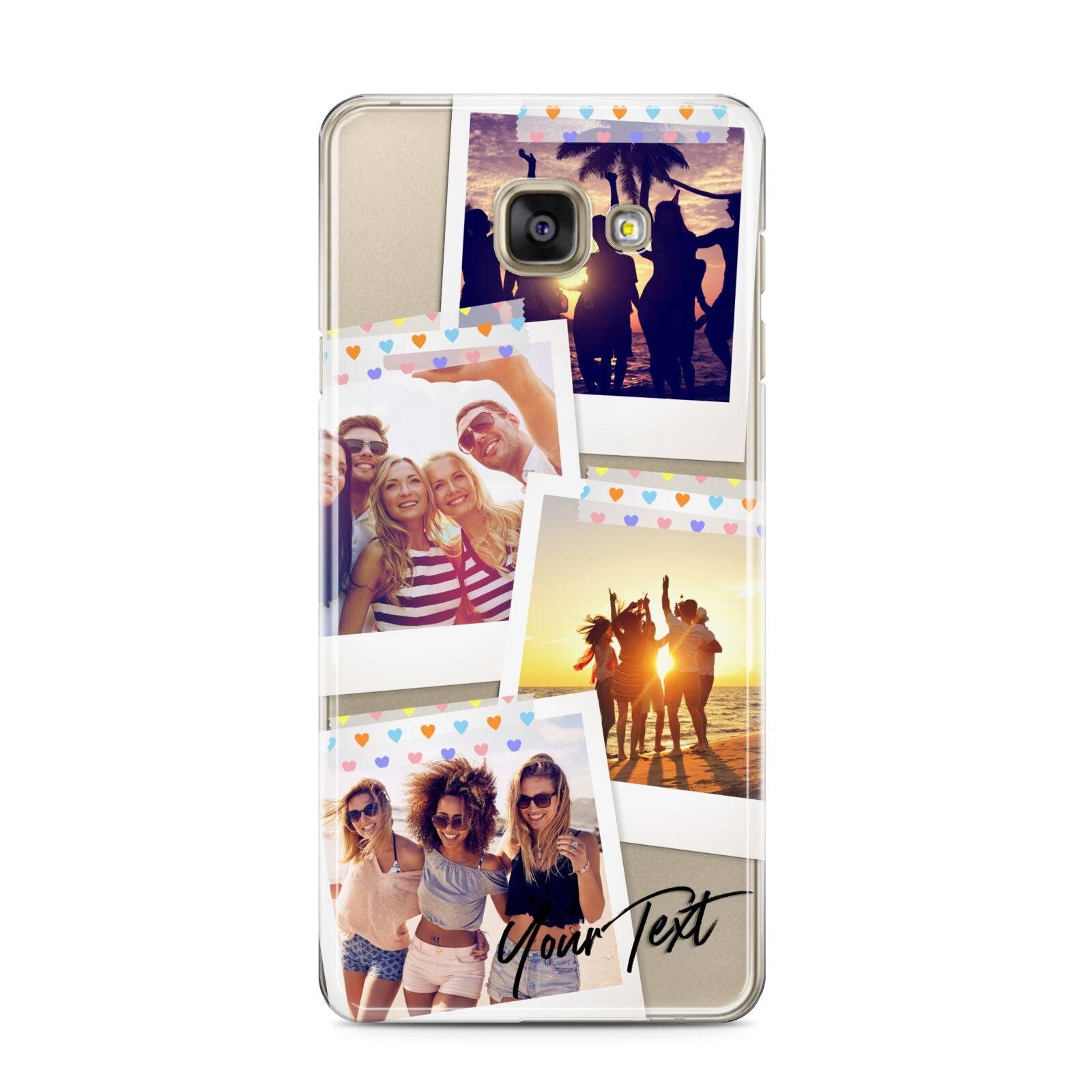 Heart Tape Photo with Text Samsung Galaxy A3 2016 Case on gold phone