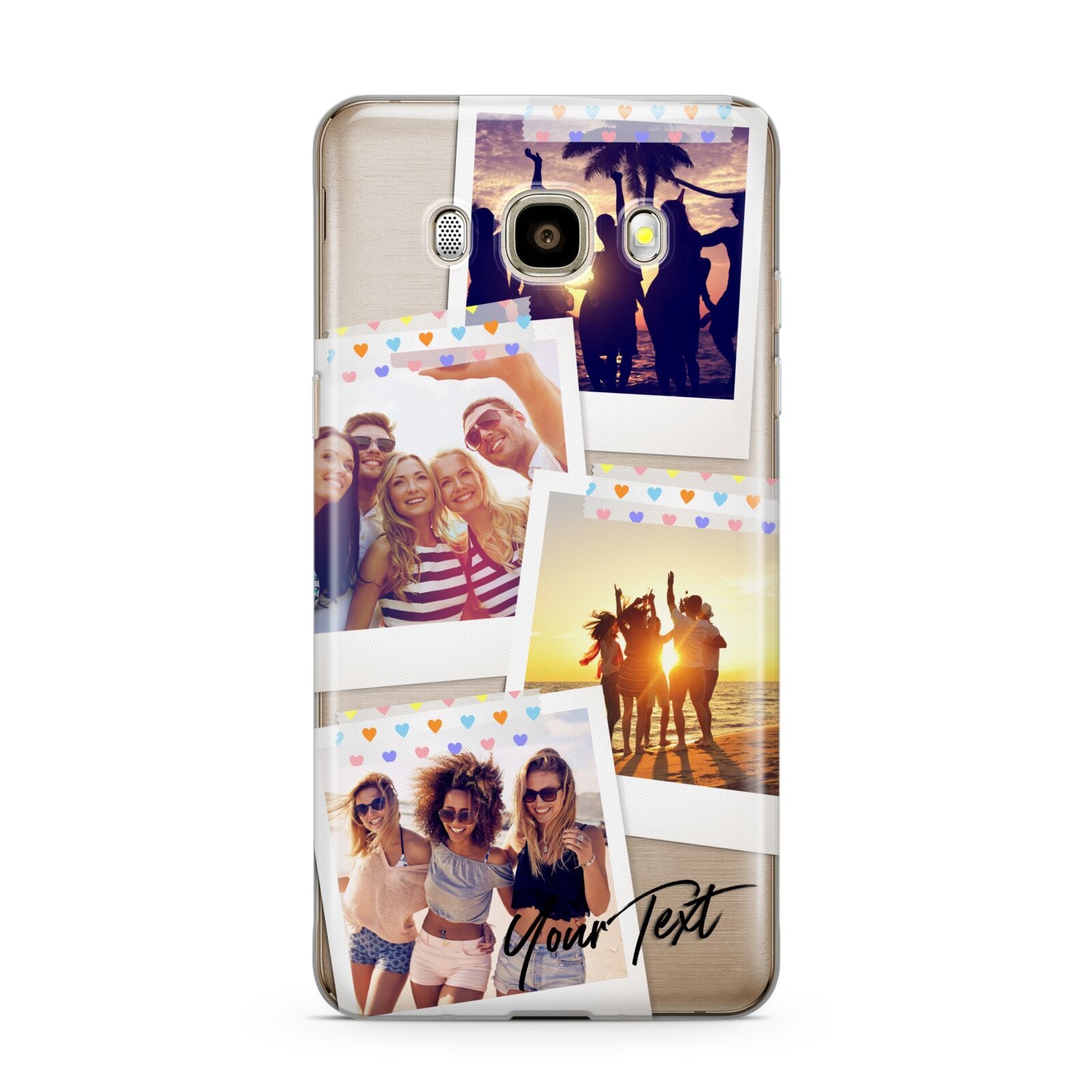 Heart Tape Photo with Text Samsung Galaxy J7 2016 Case on gold phone