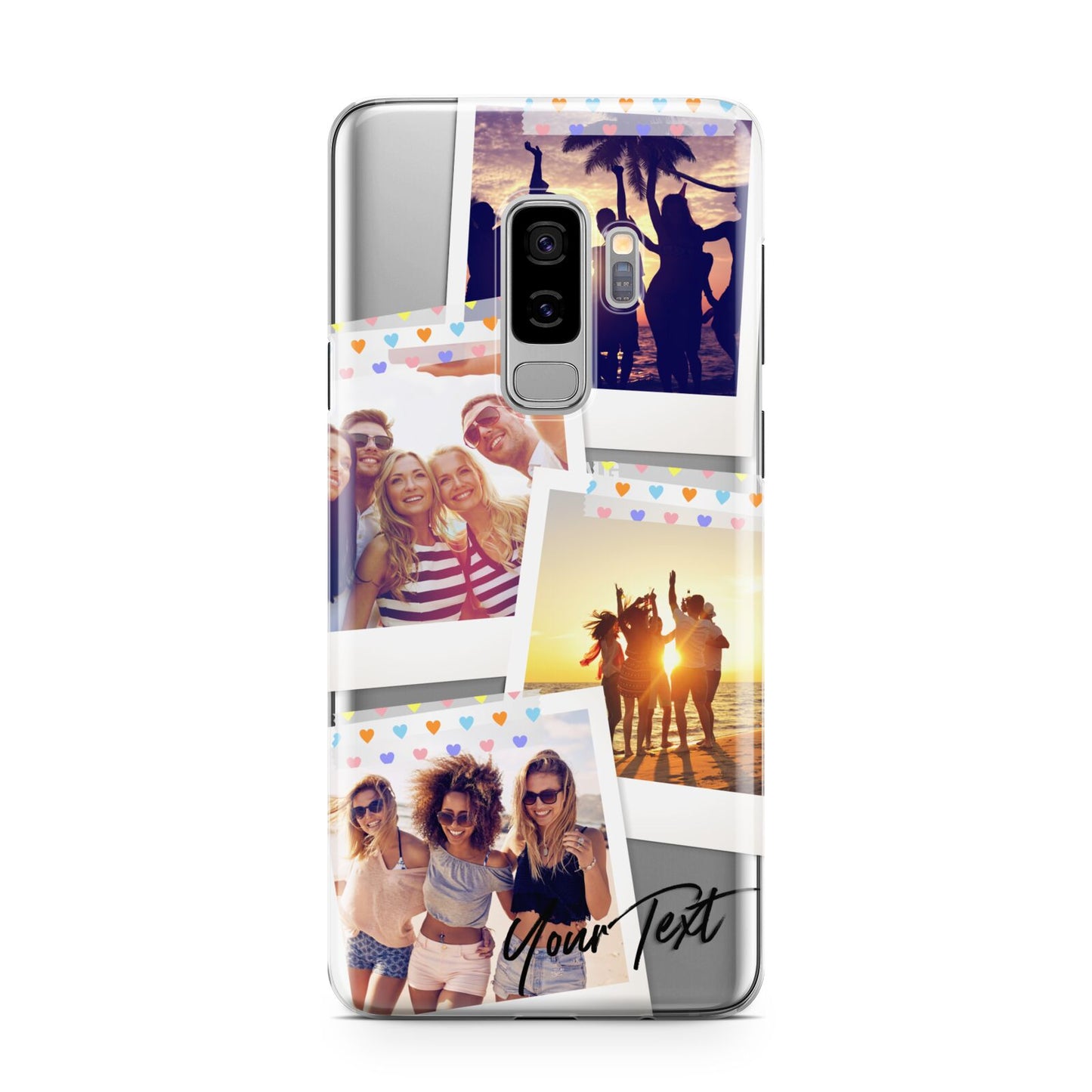 Heart Tape Photo with Text Samsung Galaxy S9 Plus Case on Silver phone