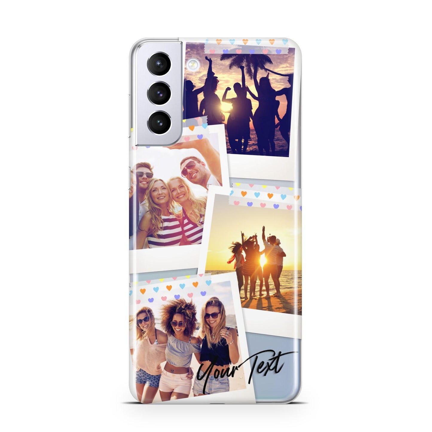 Heart Tape Photo with Text Samsung S21 Plus Case