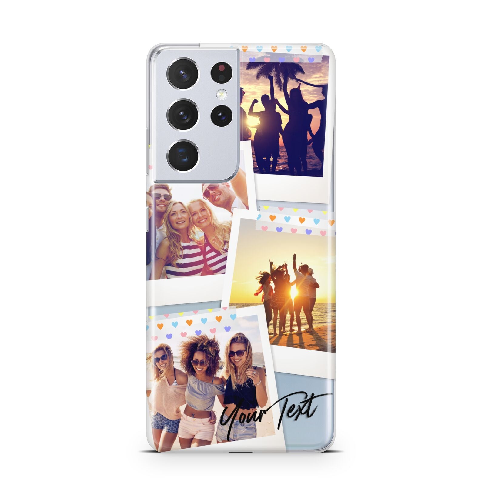 Heart Tape Photo with Text Samsung S21 Ultra Case