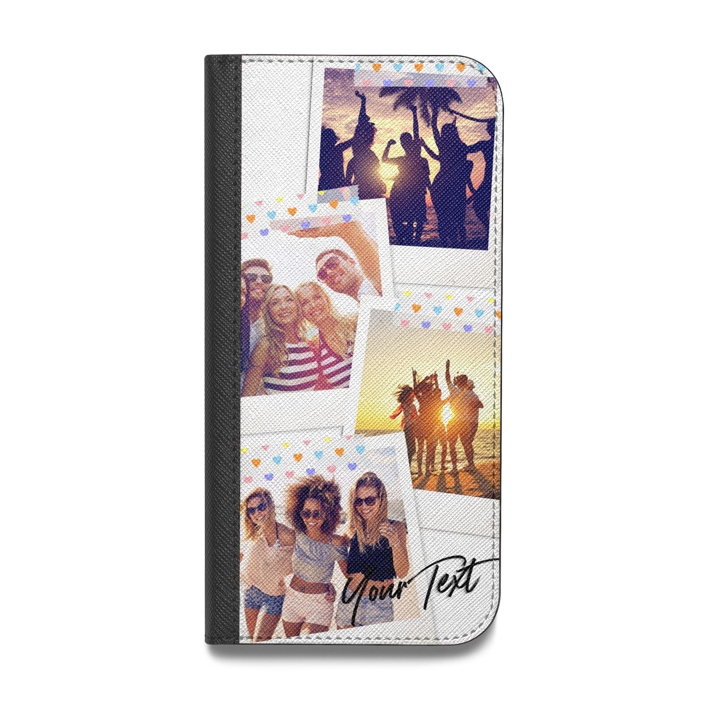 Heart Tape Photo with Text Vegan Leather Flip Samsung Case