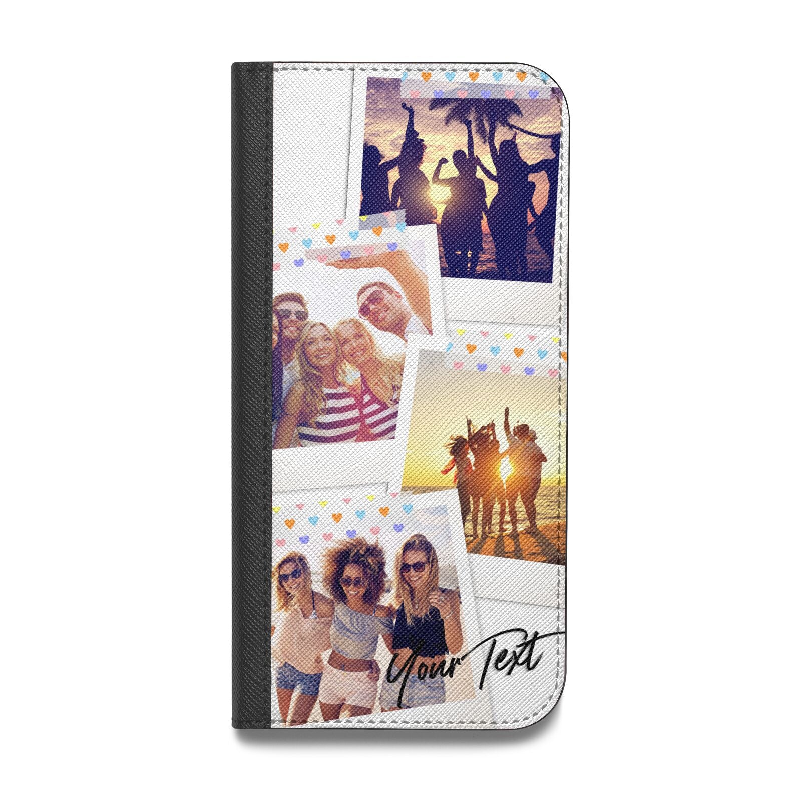 Heart Tape Photo with Text Vegan Leather Flip iPhone Case