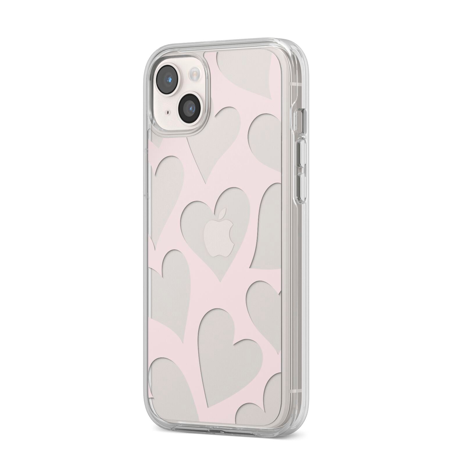 Heart iPhone 14 Plus Clear Tough Case Starlight Angled Image