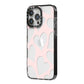 Heart iPhone 14 Pro Max Black Impact Case Side Angle on Silver phone