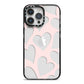 Heart iPhone 14 Pro Max Black Impact Case on Silver phone
