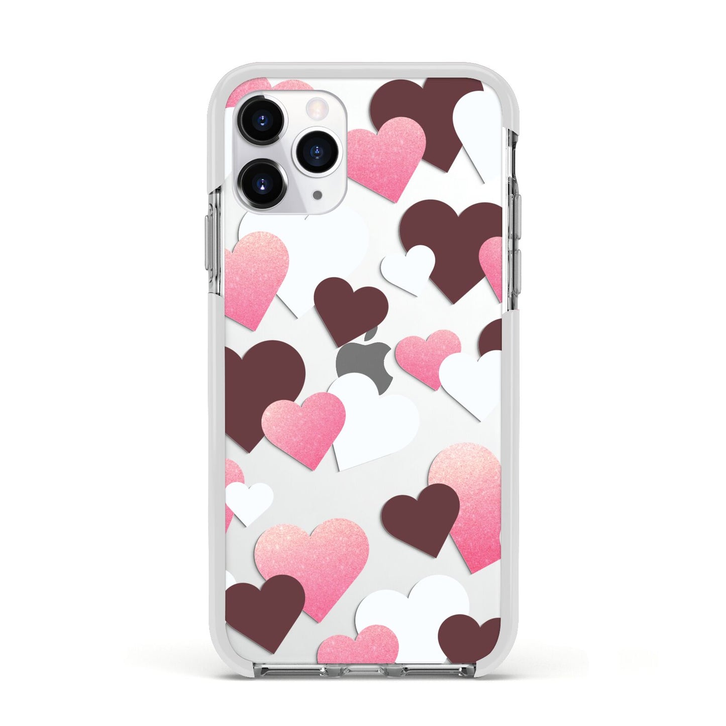 Hearts Apple iPhone 11 Pro in Silver with White Impact Case