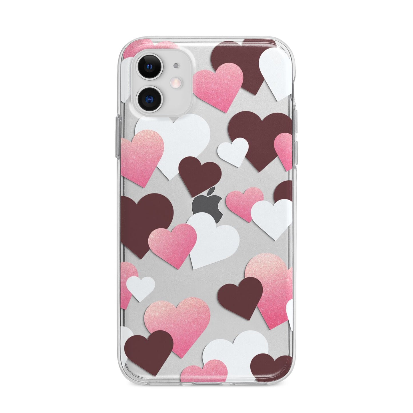Hearts Apple iPhone 11 in White with Bumper Case