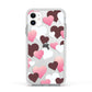 Hearts Apple iPhone 11 in White with White Impact Case