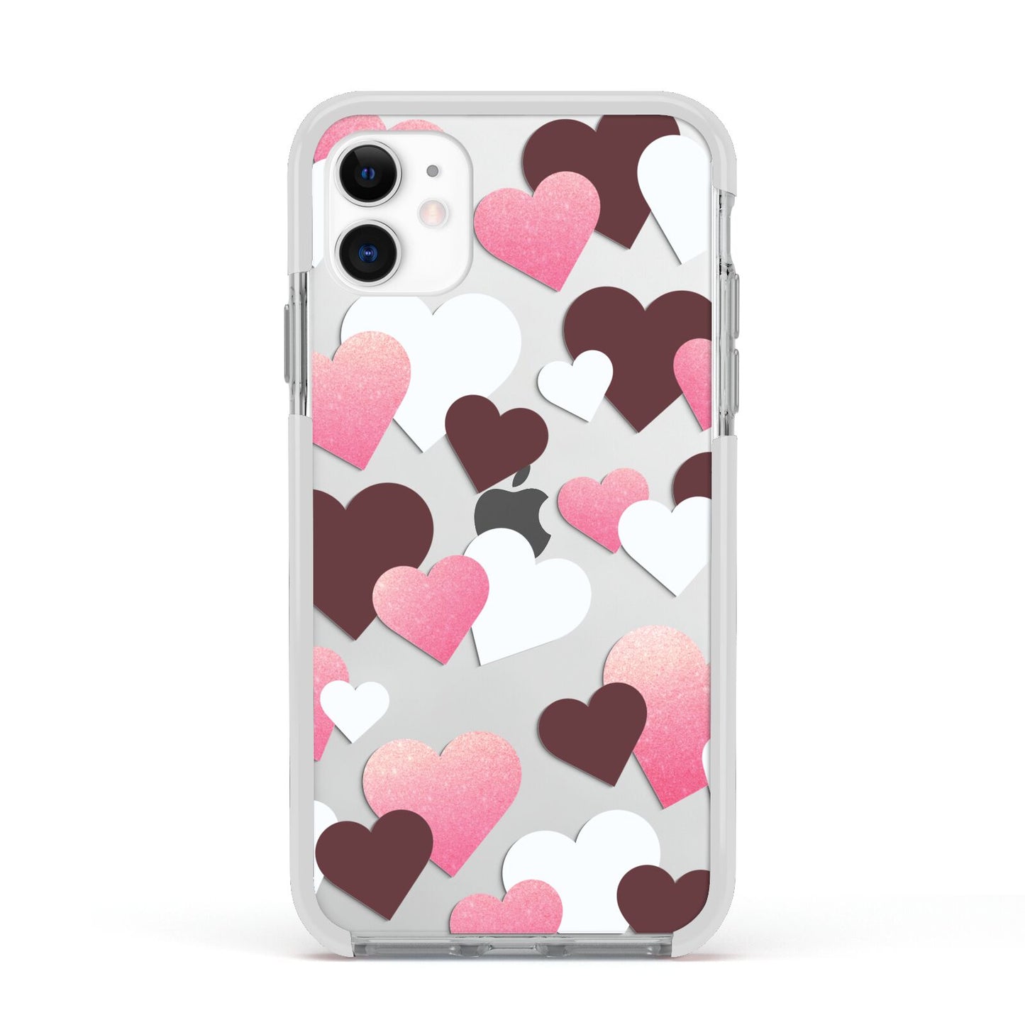 Hearts Apple iPhone 11 in White with White Impact Case