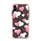 Hearts Apple iPhone Xs Impact Case Pink Edge on Black Phone