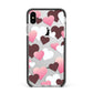 Hearts Apple iPhone Xs Max Impact Case Black Edge on Silver Phone