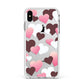 Hearts Apple iPhone Xs Max Impact Case White Edge on Silver Phone