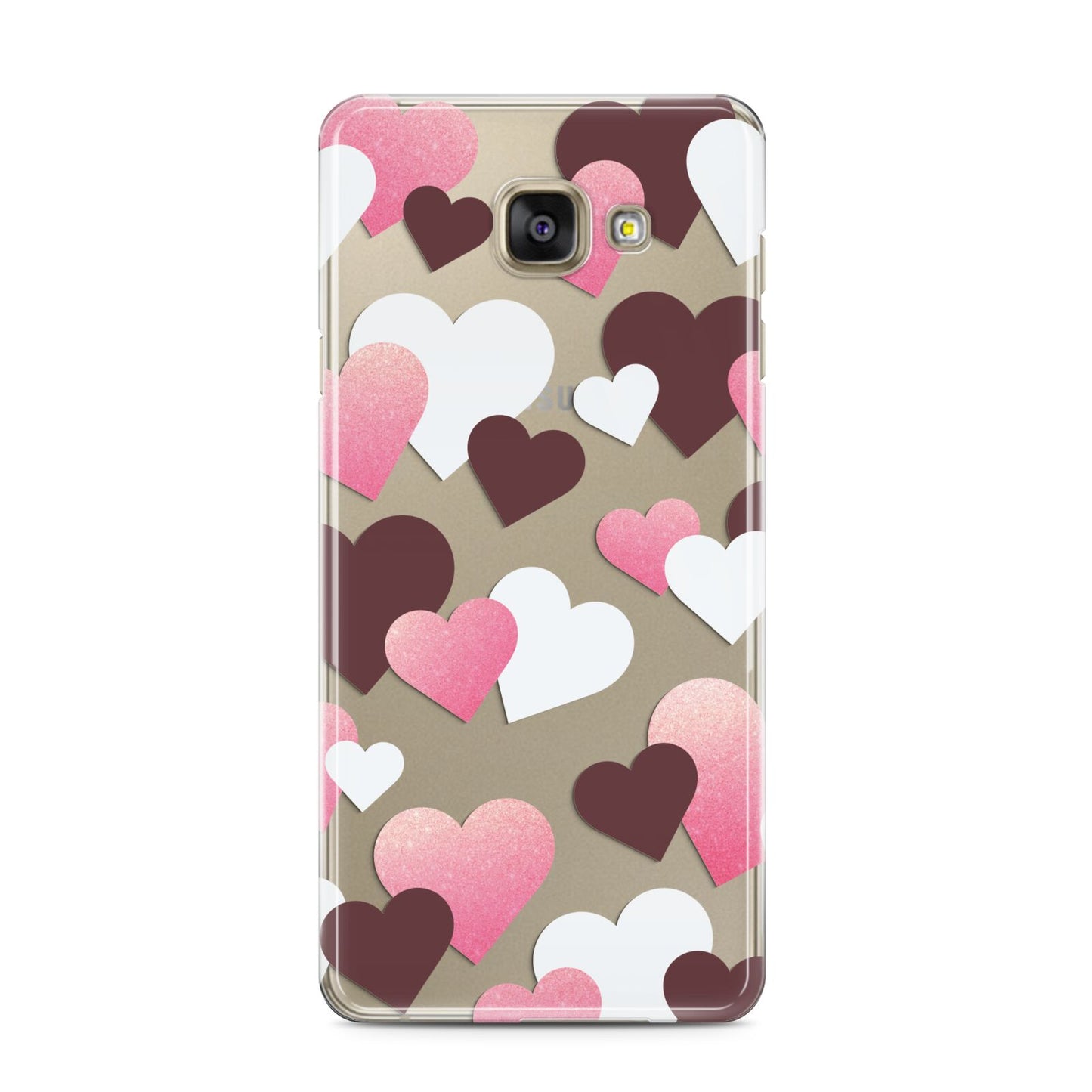 Hearts Samsung Galaxy A3 2016 Case on gold phone