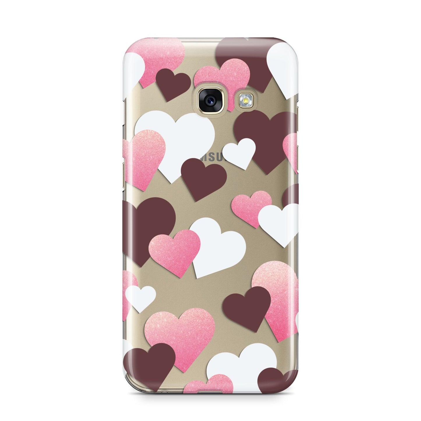 Hearts Samsung Galaxy A3 2017 Case on gold phone