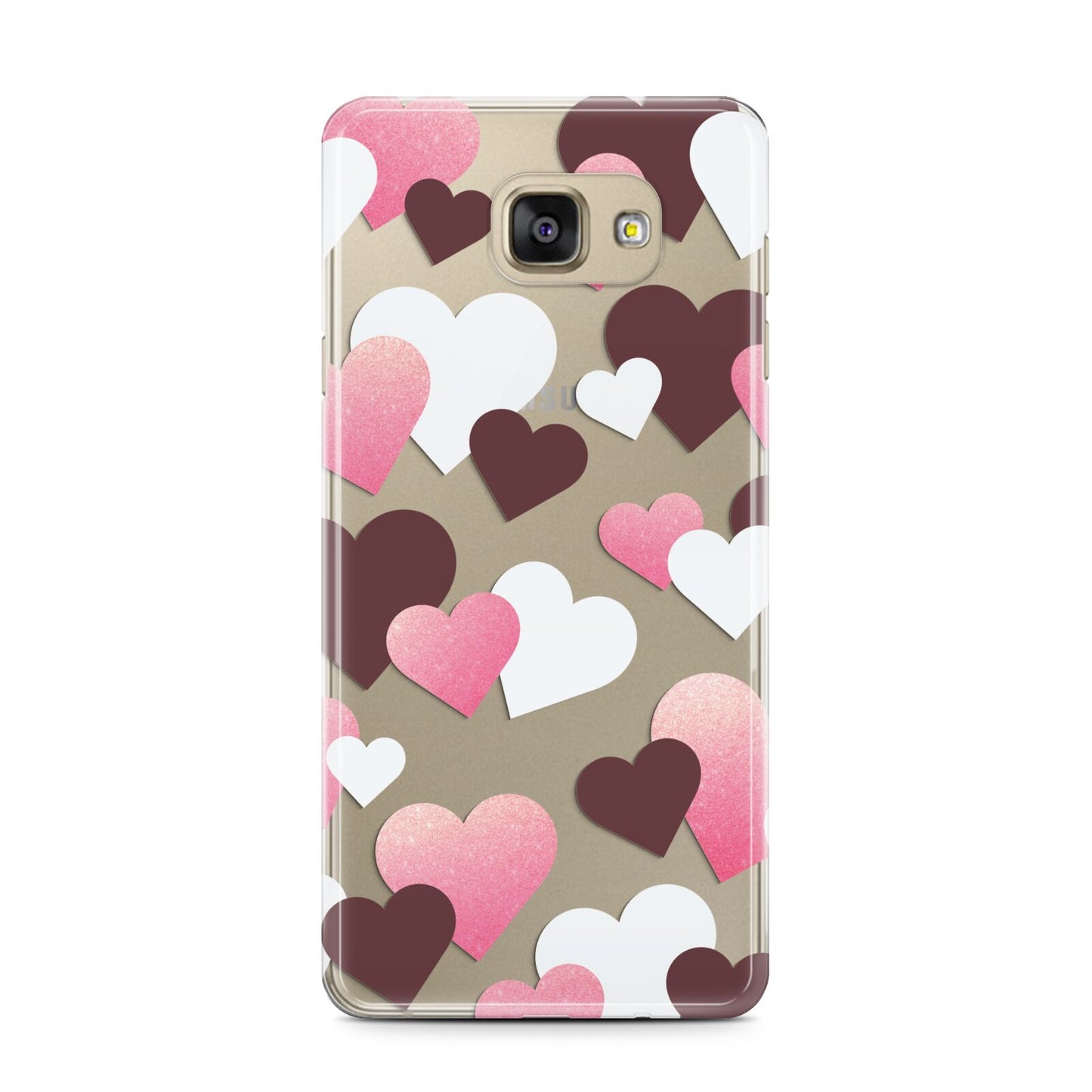 Hearts Samsung Galaxy A7 2016 Case on gold phone