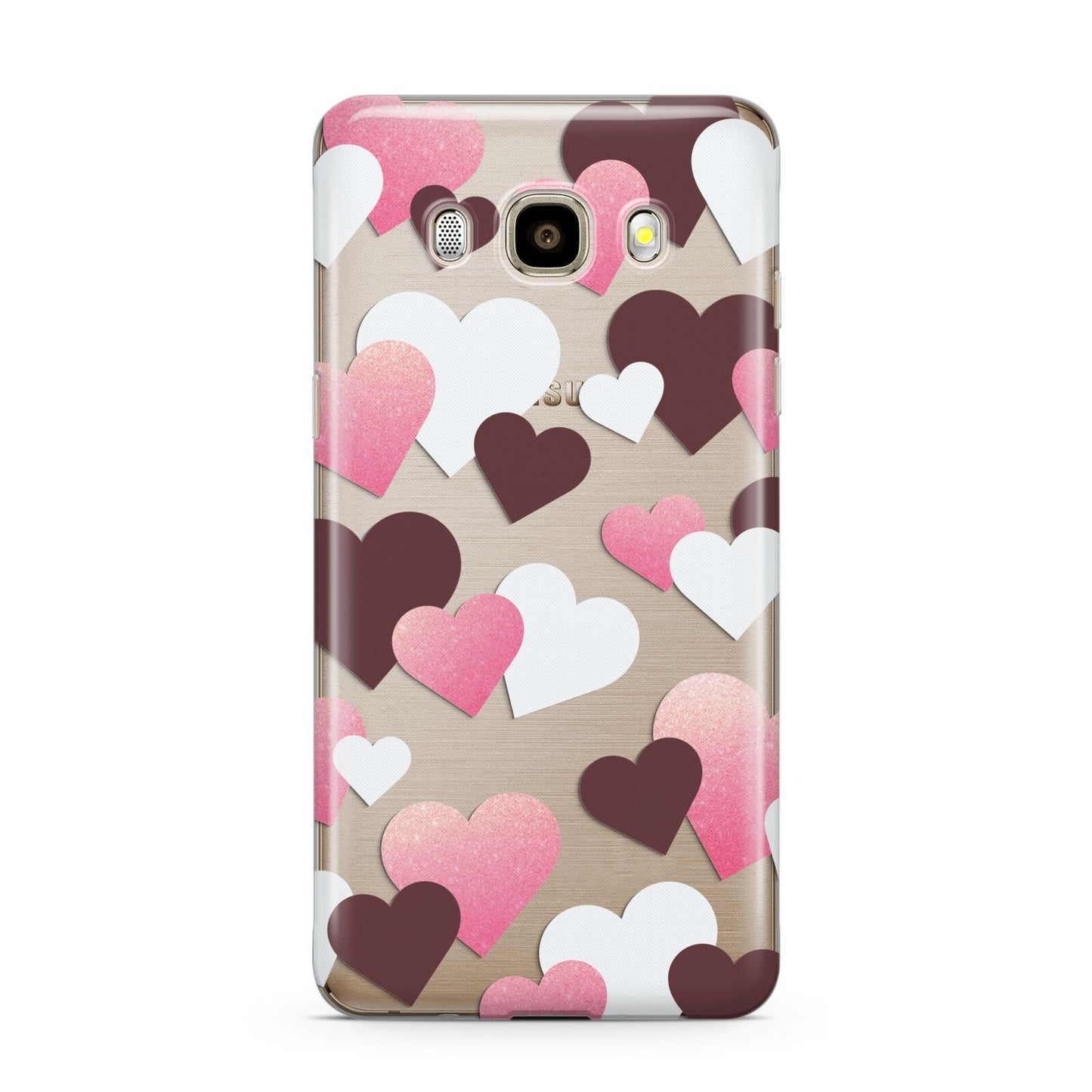 Hearts Samsung Galaxy J7 2016 Case on gold phone