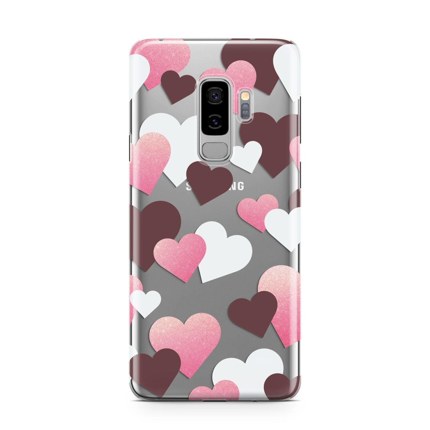 Hearts Samsung Galaxy S9 Plus Case on Silver phone