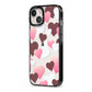 Hearts iPhone 13 Black Impact Case Side Angle on Silver phone