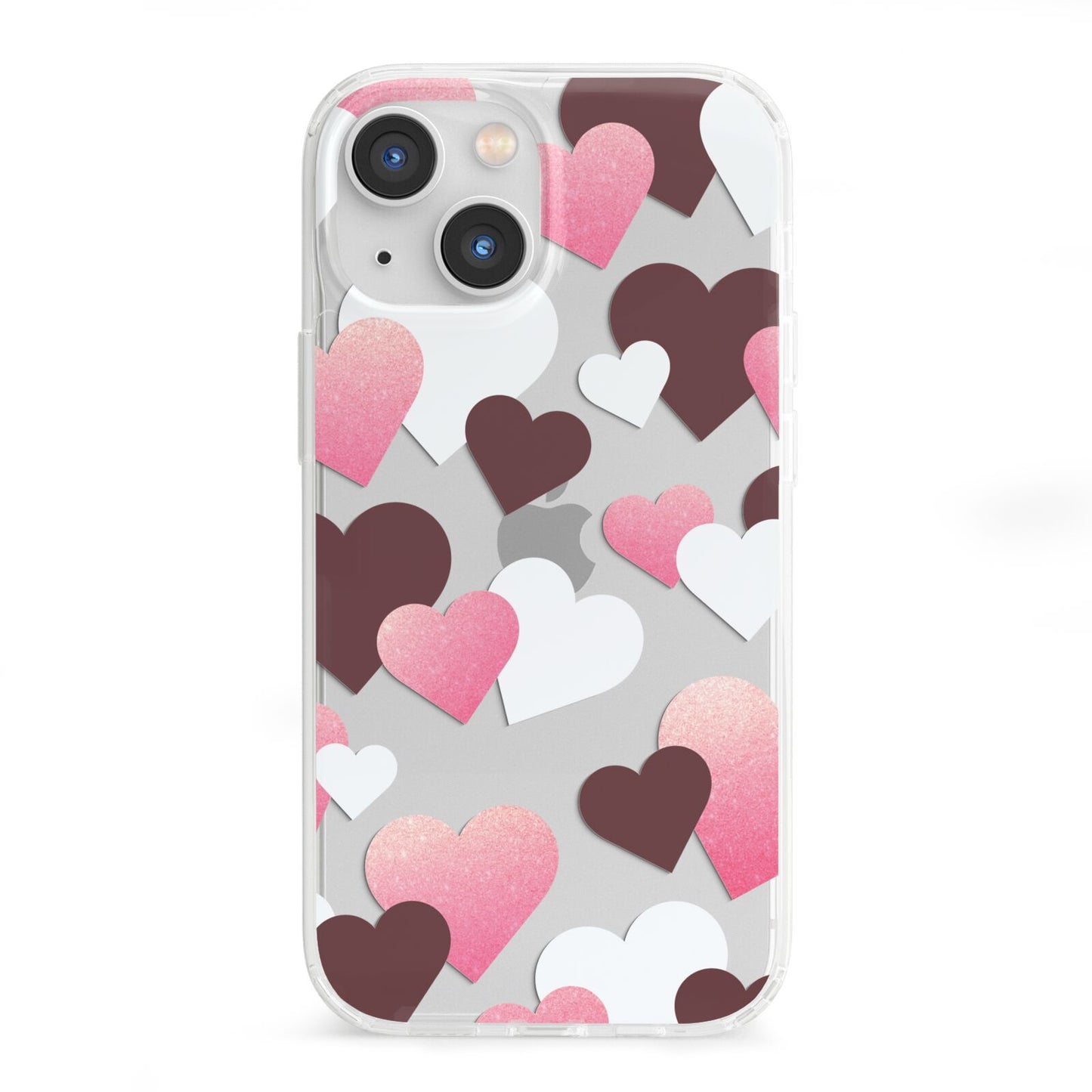 Hearts iPhone 13 Mini Clear Bumper Case