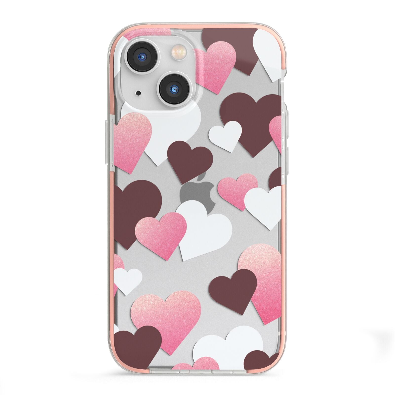 Hearts iPhone 13 Mini TPU Impact Case with Pink Edges