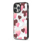 Hearts iPhone 13 Pro Max Black Impact Case Side Angle on Silver phone