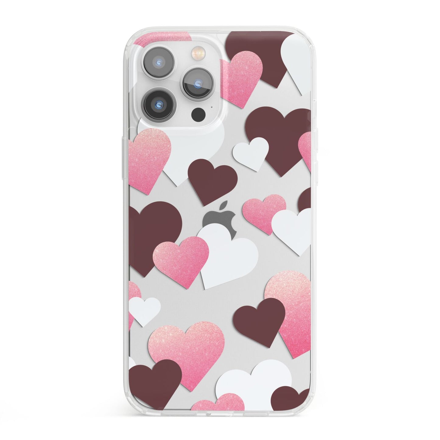 Hearts iPhone 13 Pro Max Clear Bumper Case