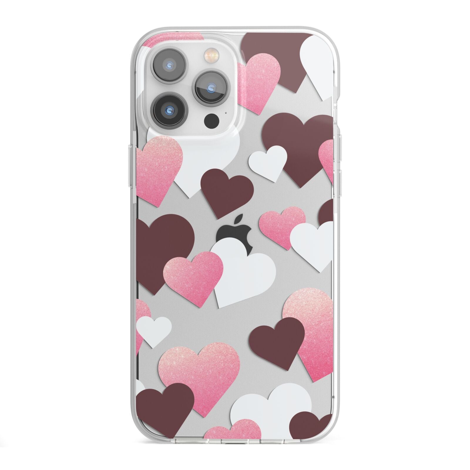 Hearts iPhone 13 Pro Max TPU Impact Case with White Edges