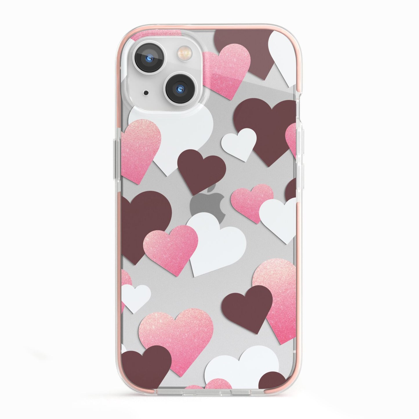 Hearts iPhone 13 TPU Impact Case with Pink Edges